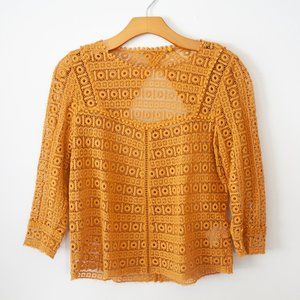 Sezane Saffron Joss Crochet Eyelet Blouse